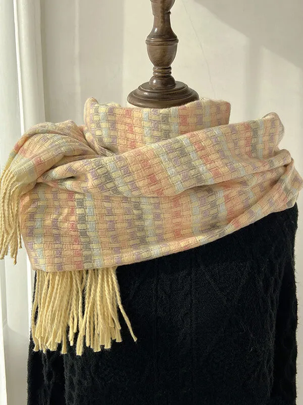 Airchics écharpe carreaux avec frange femme doux