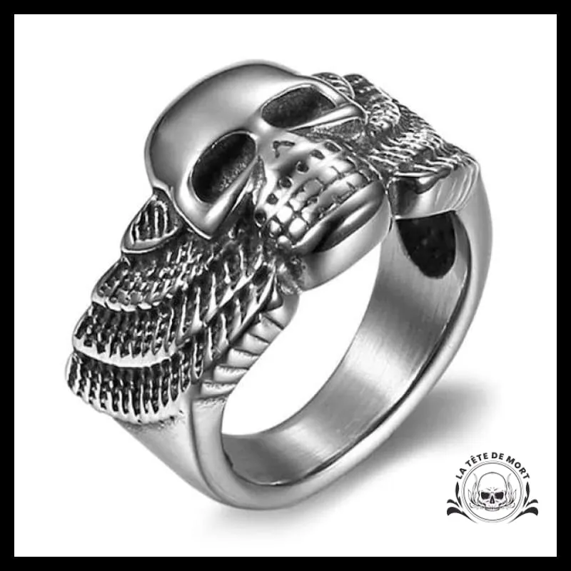 Bague Tête de Mort  Ailée (Acier)