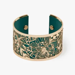 Bracelet manchette vert Collection Plume De Paon