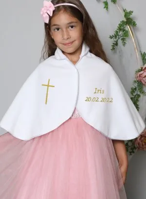 Cape blanche pour baptême ou communion