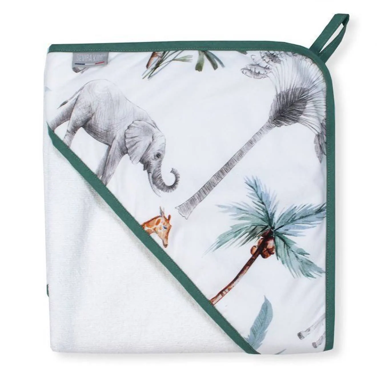 Cape de Bain en Coton et Bambou pour Bébé - Sevira Kids - Safari - Douceur et Confort blanc - Sevira Kids