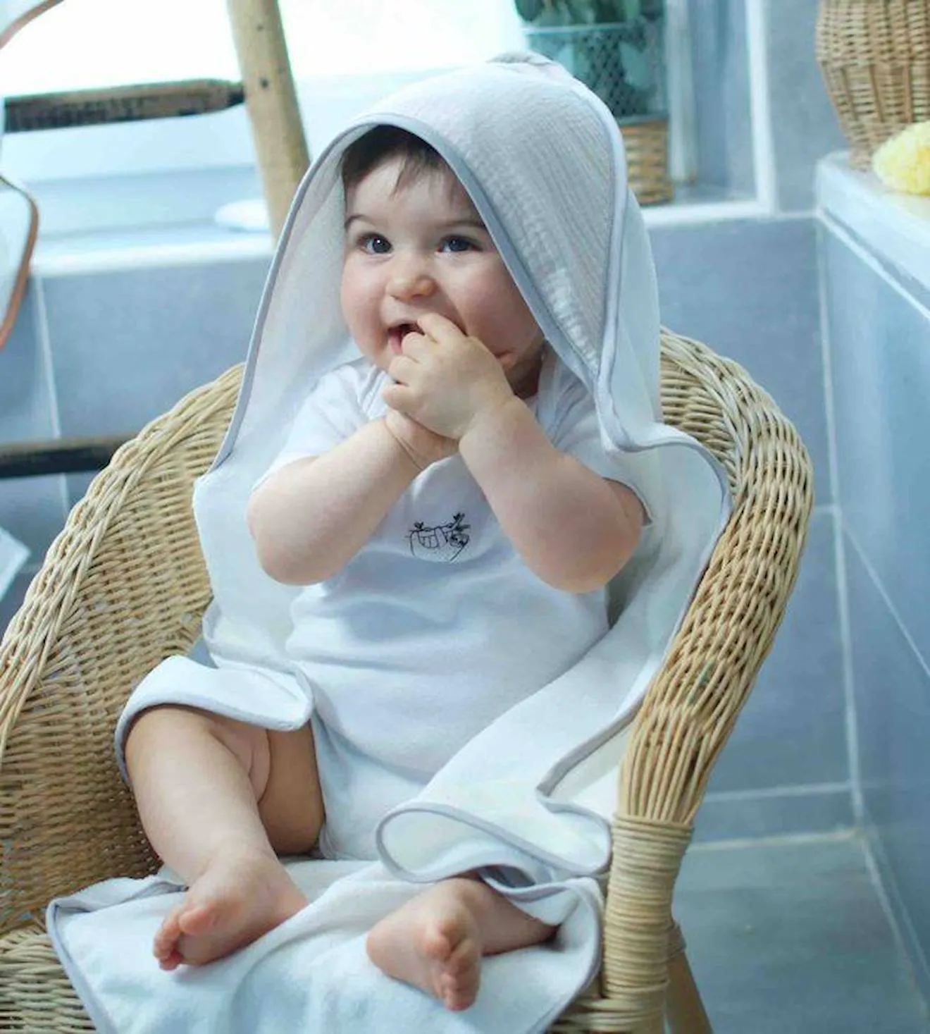 Cape de bain en gaze de coton - SEVIRA KIDS - Jeanne Beige - 0 mois - Naissance - Bébé - 75 cm x 75 cm beige - Sevira Kids