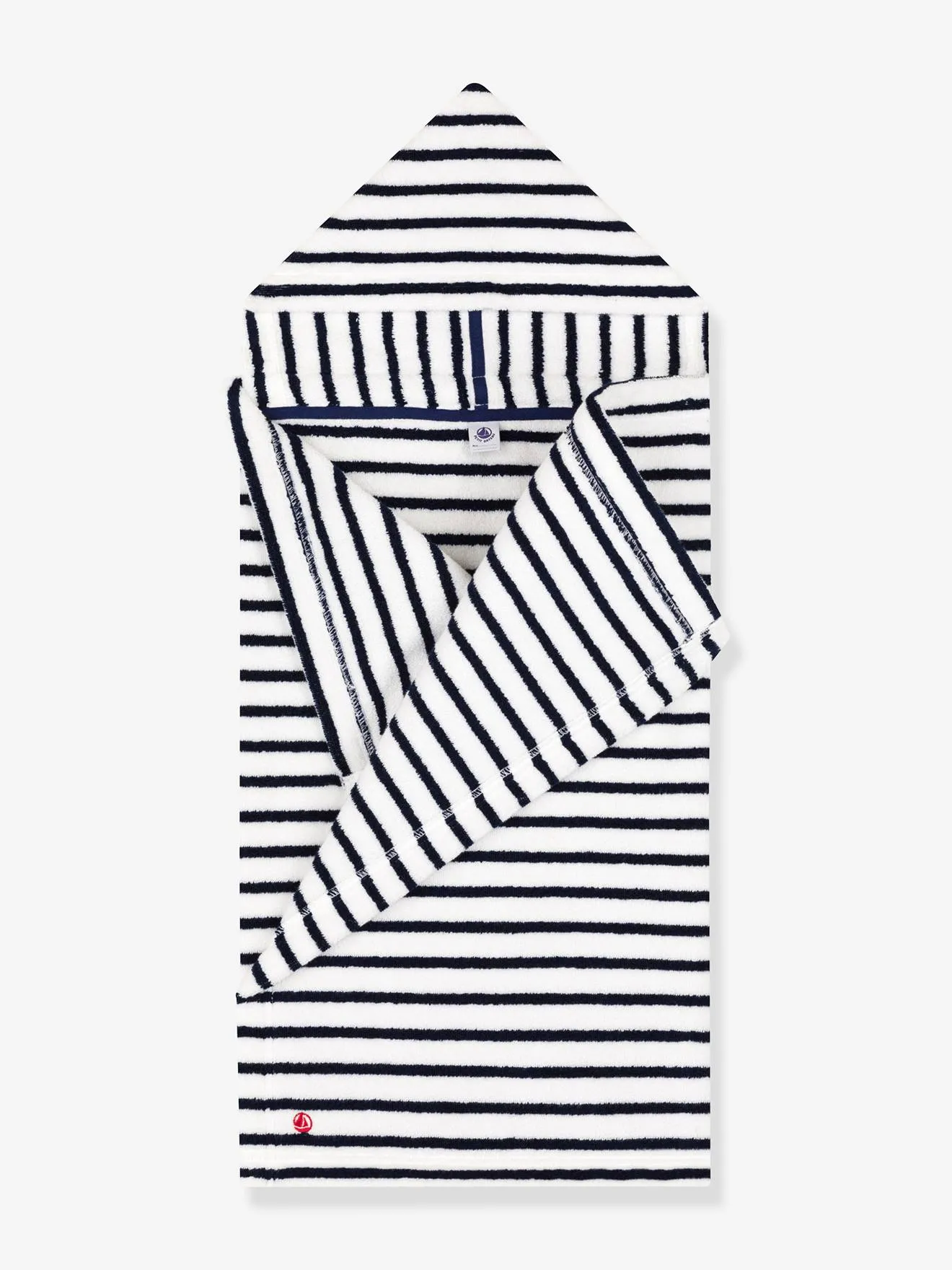 Cape de bain en éponge Rayures PETIT BATEAU blanc imprimé - Petit Bateau