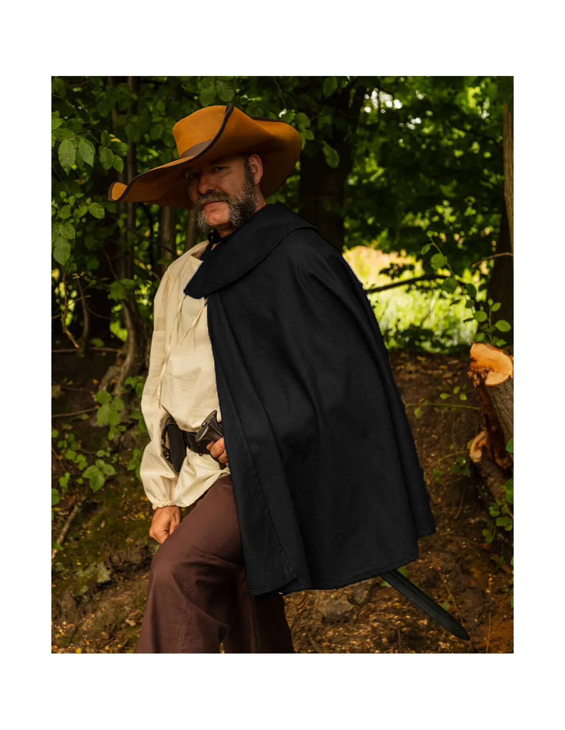 Cape de mousquetaire modèle Tilly, noire ⚔️ Boutique Épées