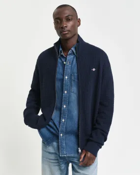 Cardigan zippé en coton Textured