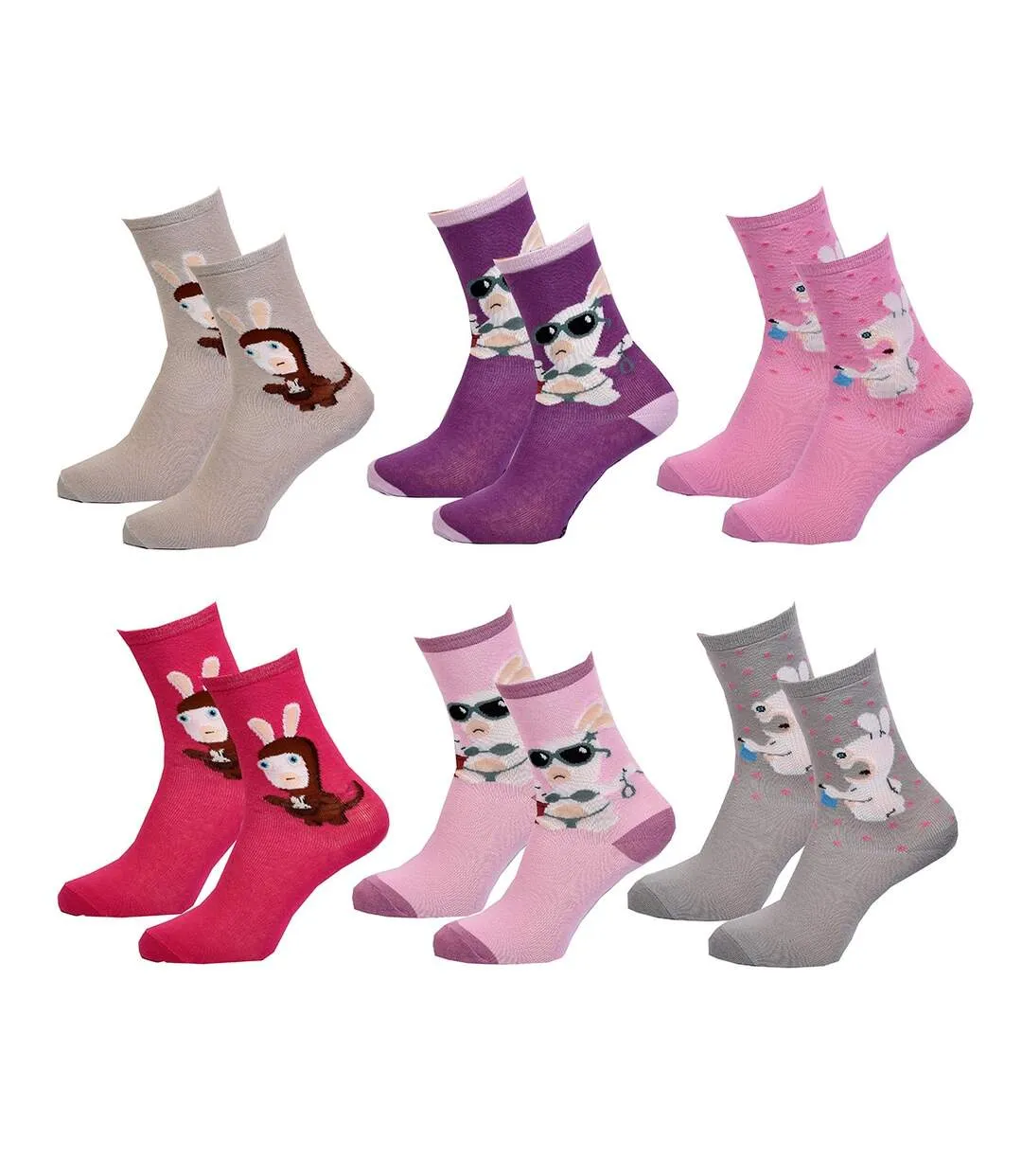 Chaussettes femme LICENCE Fantaisie-Assortiment modèles photos selon arrivages- Pack de 9 paires Surprise Lapins Crétins