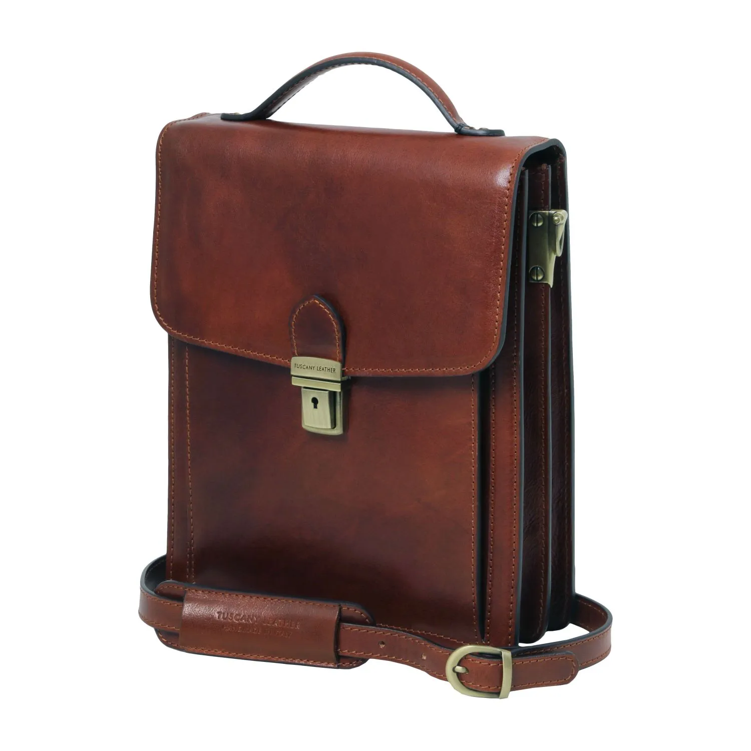 David - Sac Bandoulière en Cuir - Grand Modèle Marron Foncé TL141424