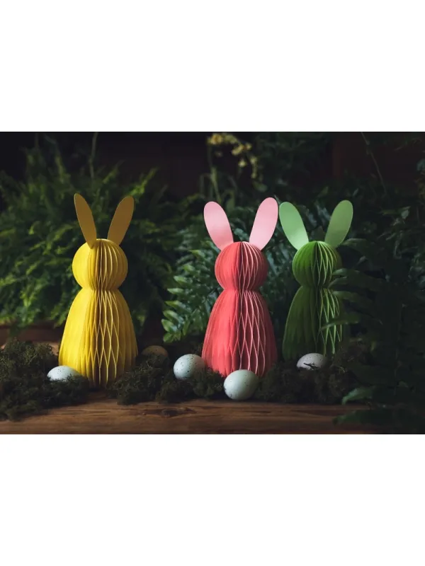 Décoration de Lapin de Pâques en Nid d'Abeille Vert de 30 cm : L'Élément Incontournable pour Votre Fête Pascale