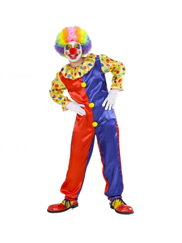 Déguisement Clown Enfant rouge et bleu (combinaison)