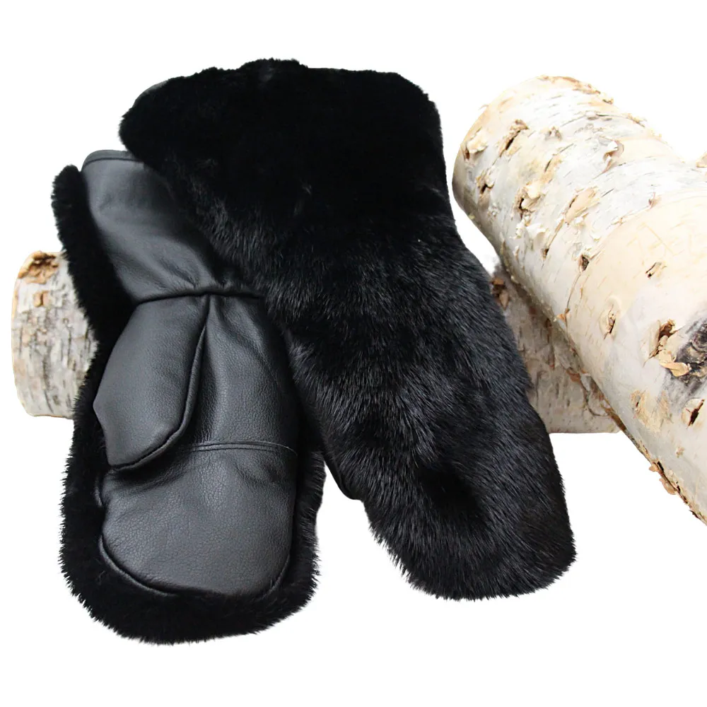 Fourrures Grenier | Mitaine en fourrure de loutre noire – modèle motoneige