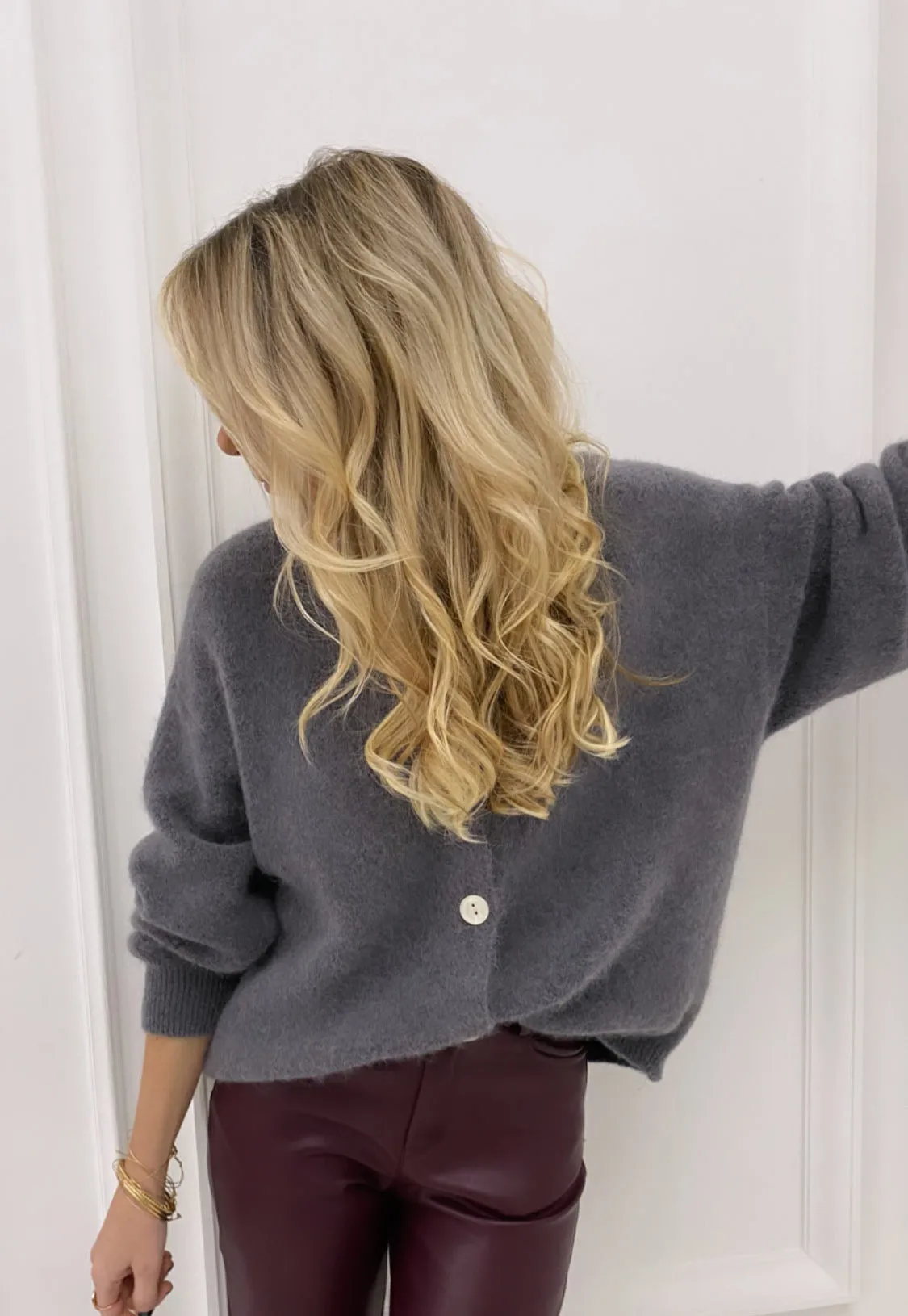 Gilet gris avec alpaga