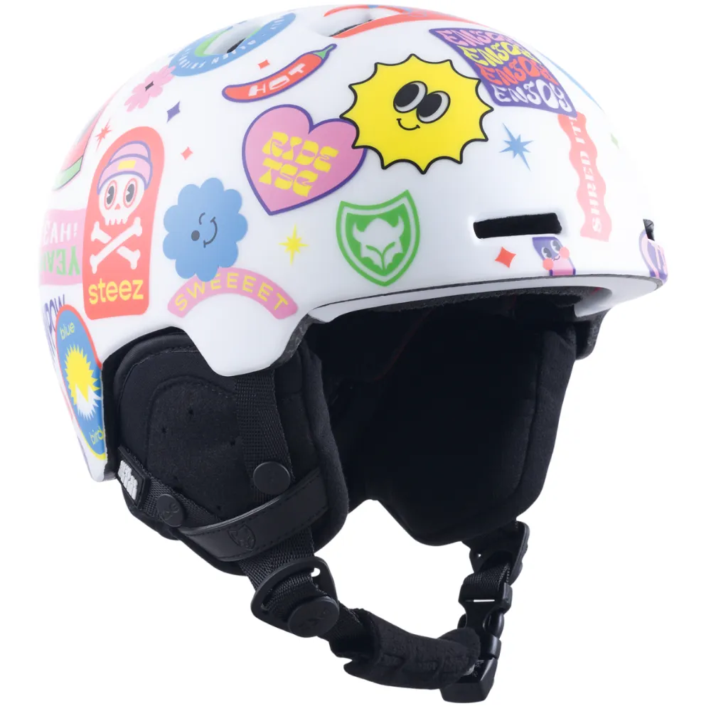 Kids Nipper Mini Graphic Design White Happy Sticker Helmet