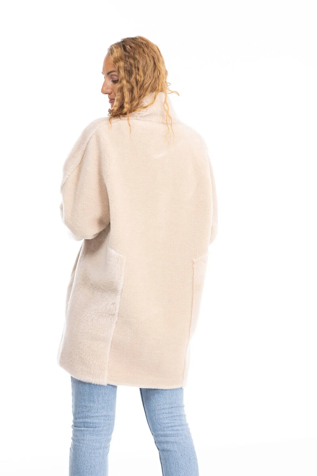 Manteau en laine réversible café