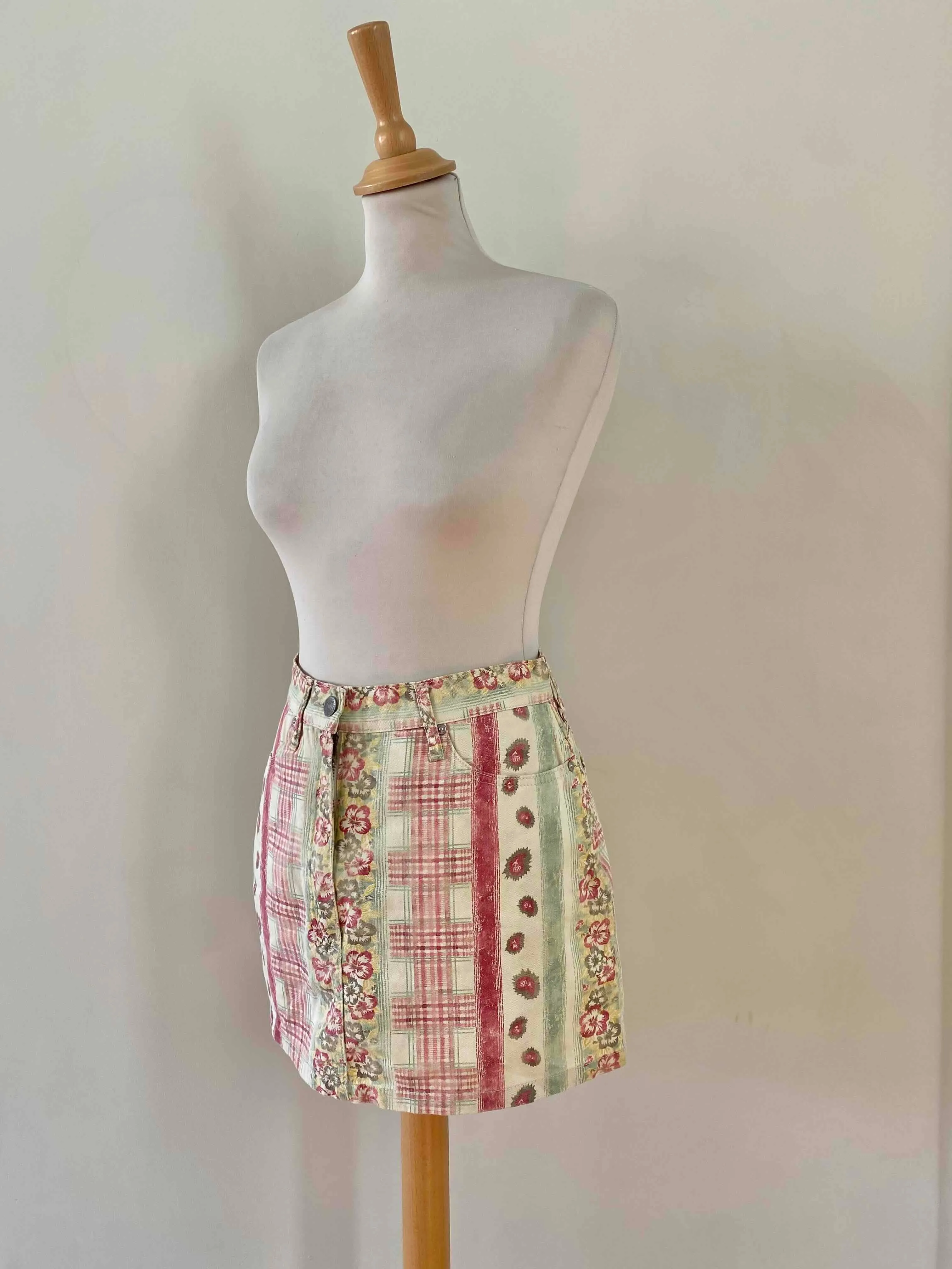 Mini jupe denim patchwork