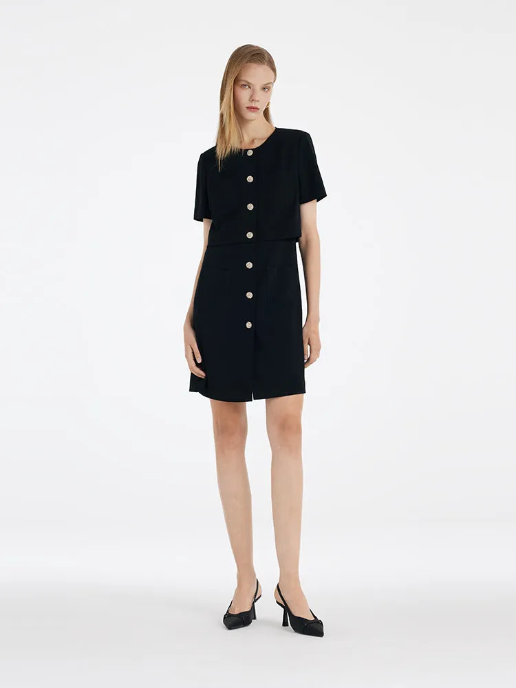 Mini-robe à simple boutonnage en triacétate pour femmes
