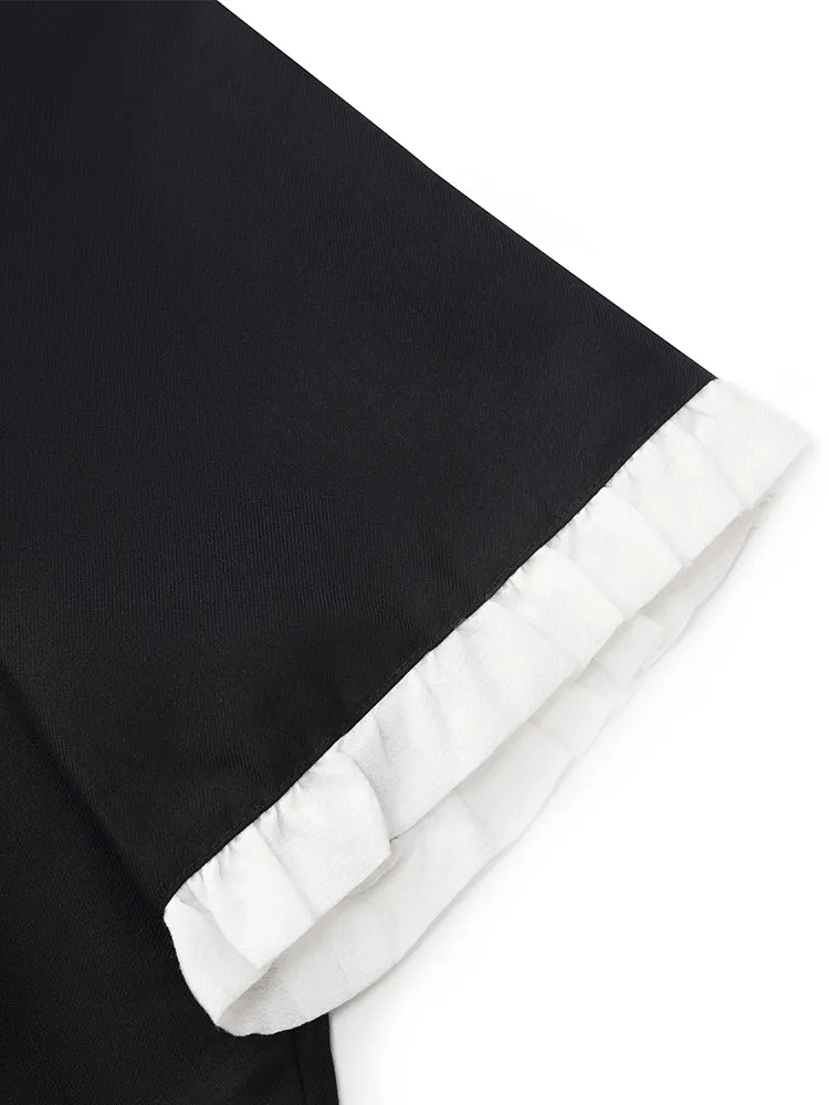 Mini-robe à volants et boutons en perles pour femme