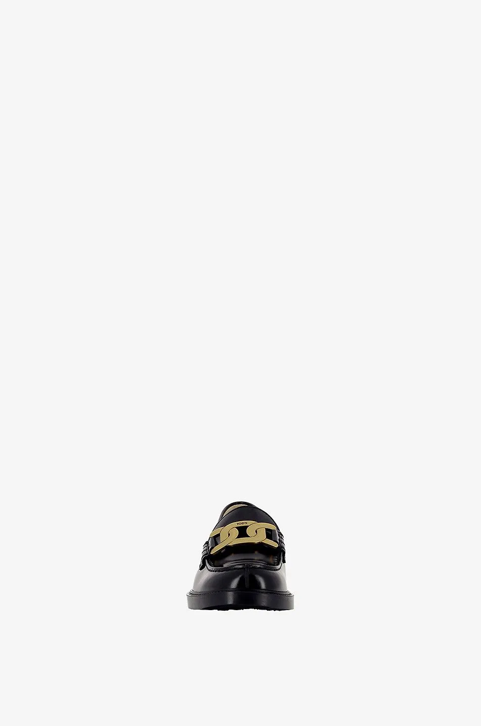 Mocassins en cuir brillant détail chaîne