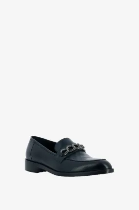 Mocassins en cuir grainé détail chaîne