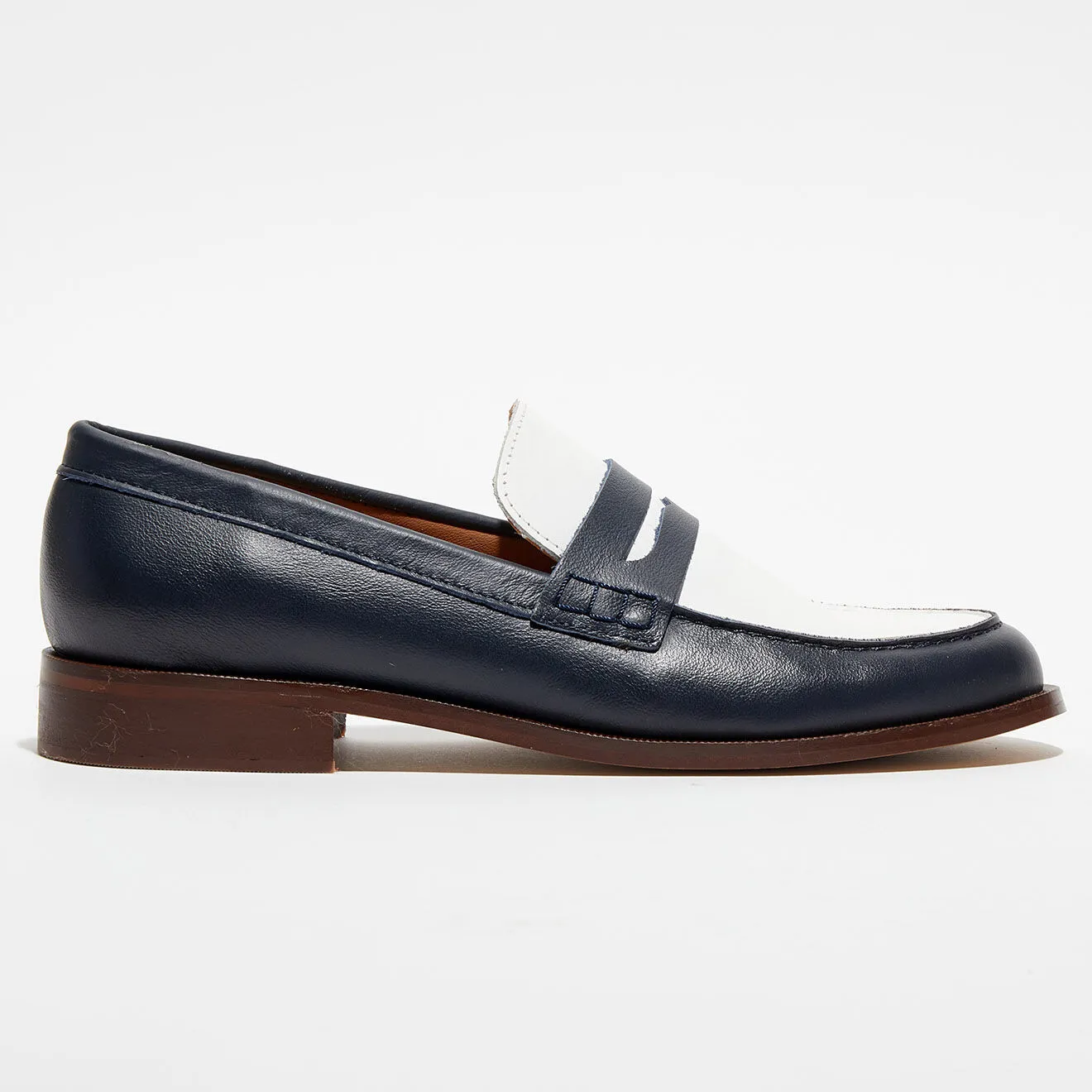 Mocassins en Cuir Juliette marine/blanc