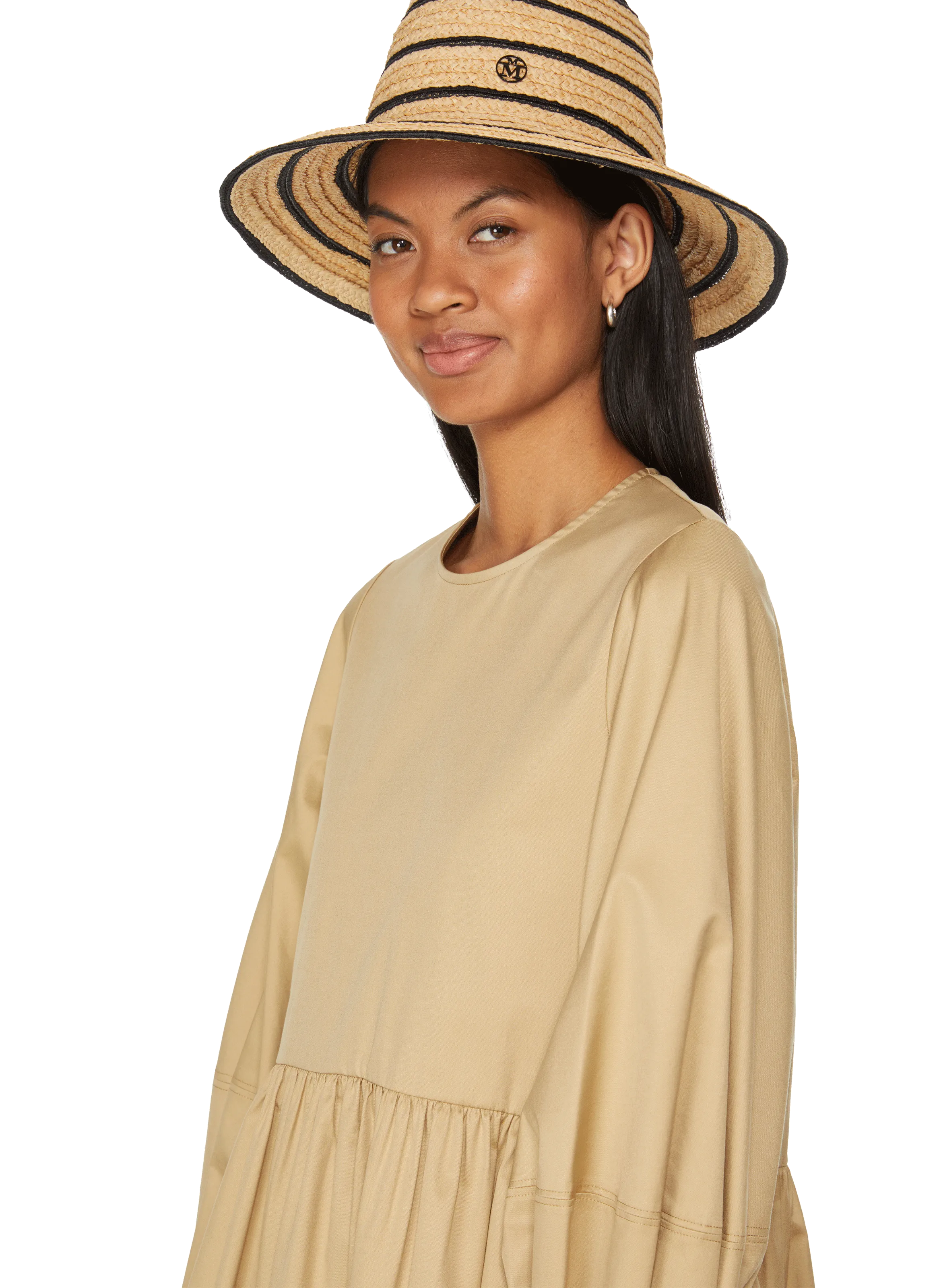 MOTHER OF PEARL  Robe mini en coton et lyocell mélangés - Beige
