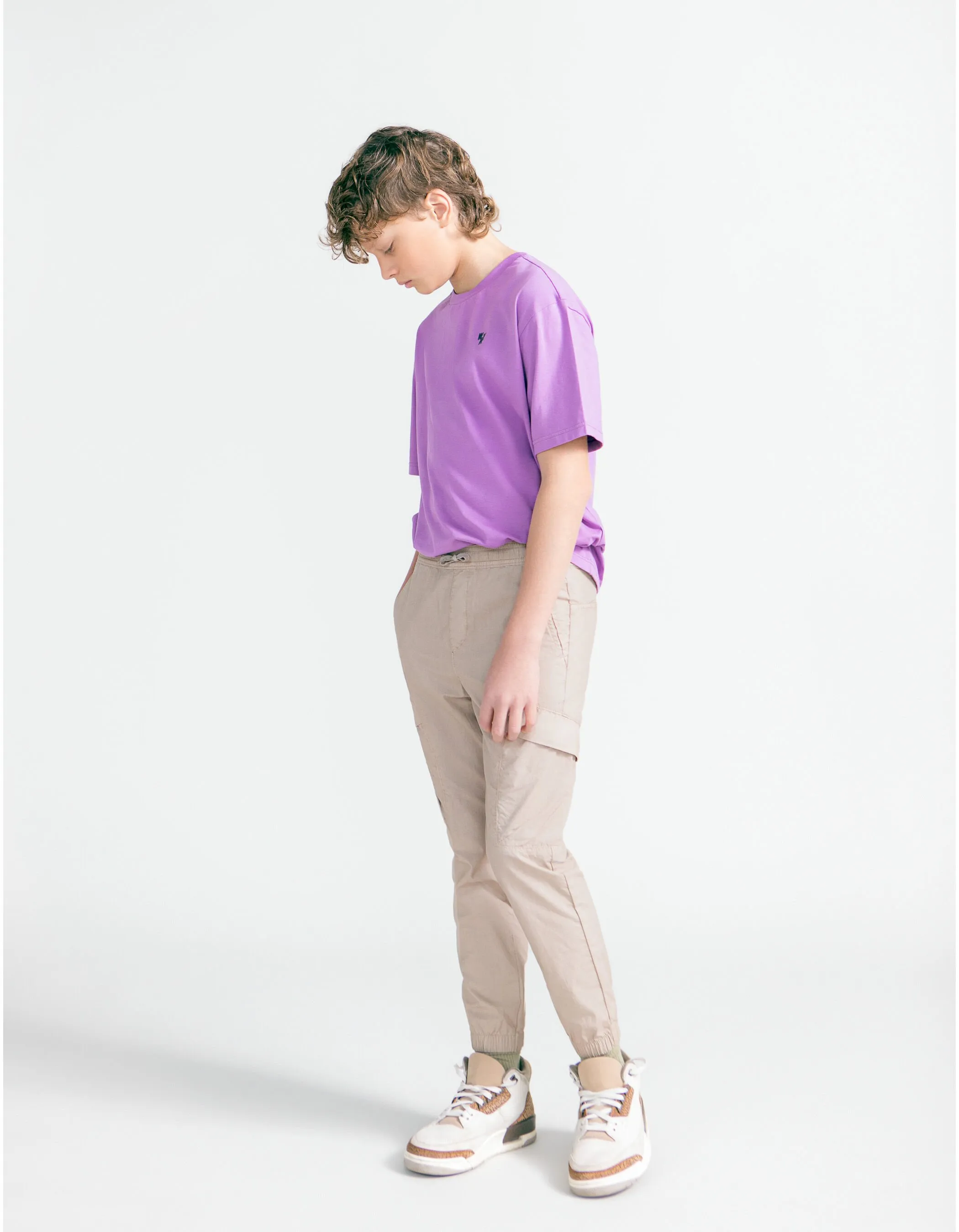 Pantalon BATTLE beige taille et bas élastiqués garçon