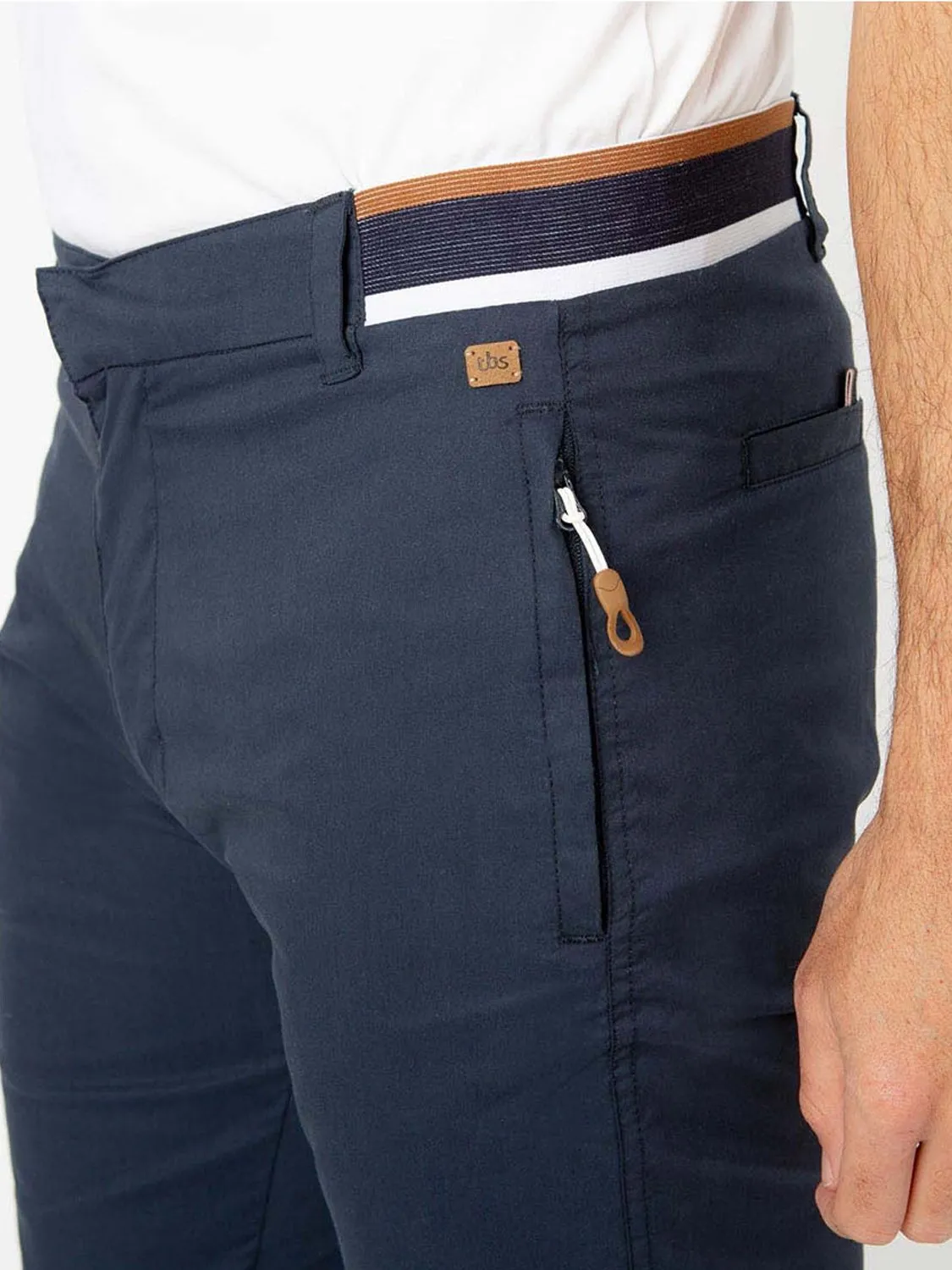 Pantalon Homme Léger Ceinture Elastiquée Marine tbs