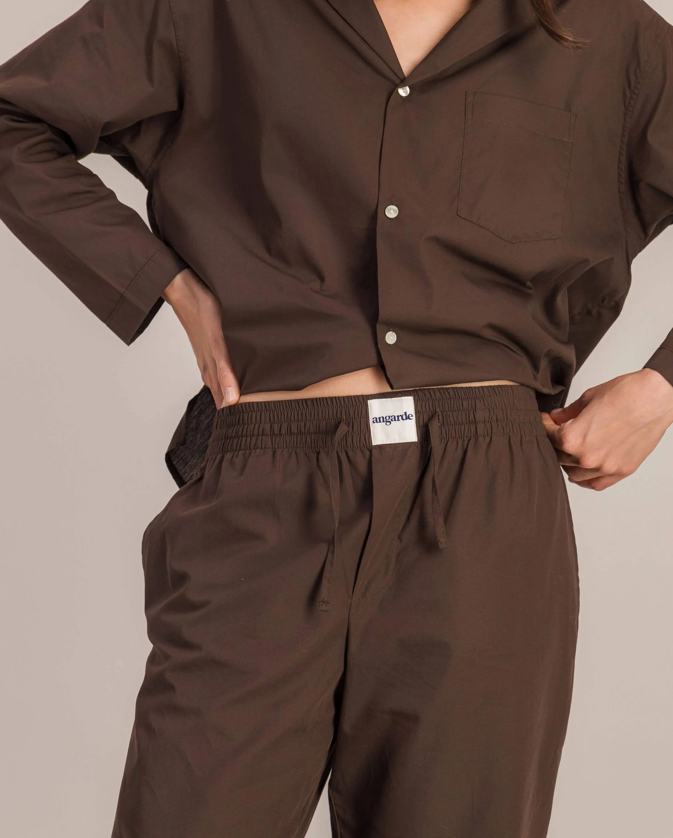 Pantalon pyjama femme coton bio, chocolat