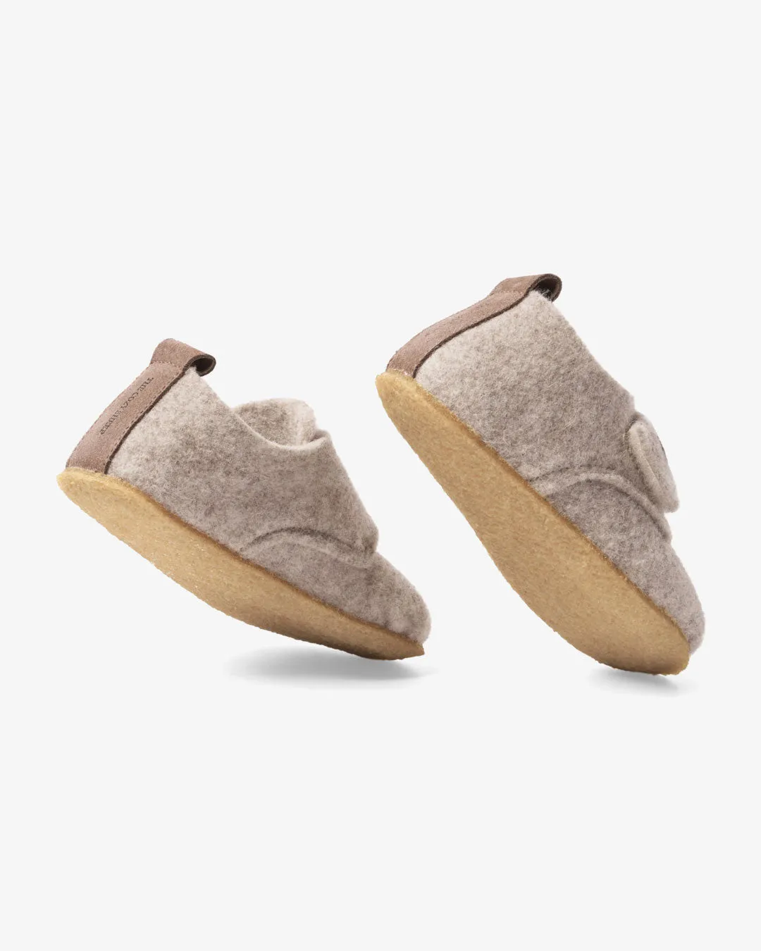 Pantoufles en feutre de laine pour enfants – Beige