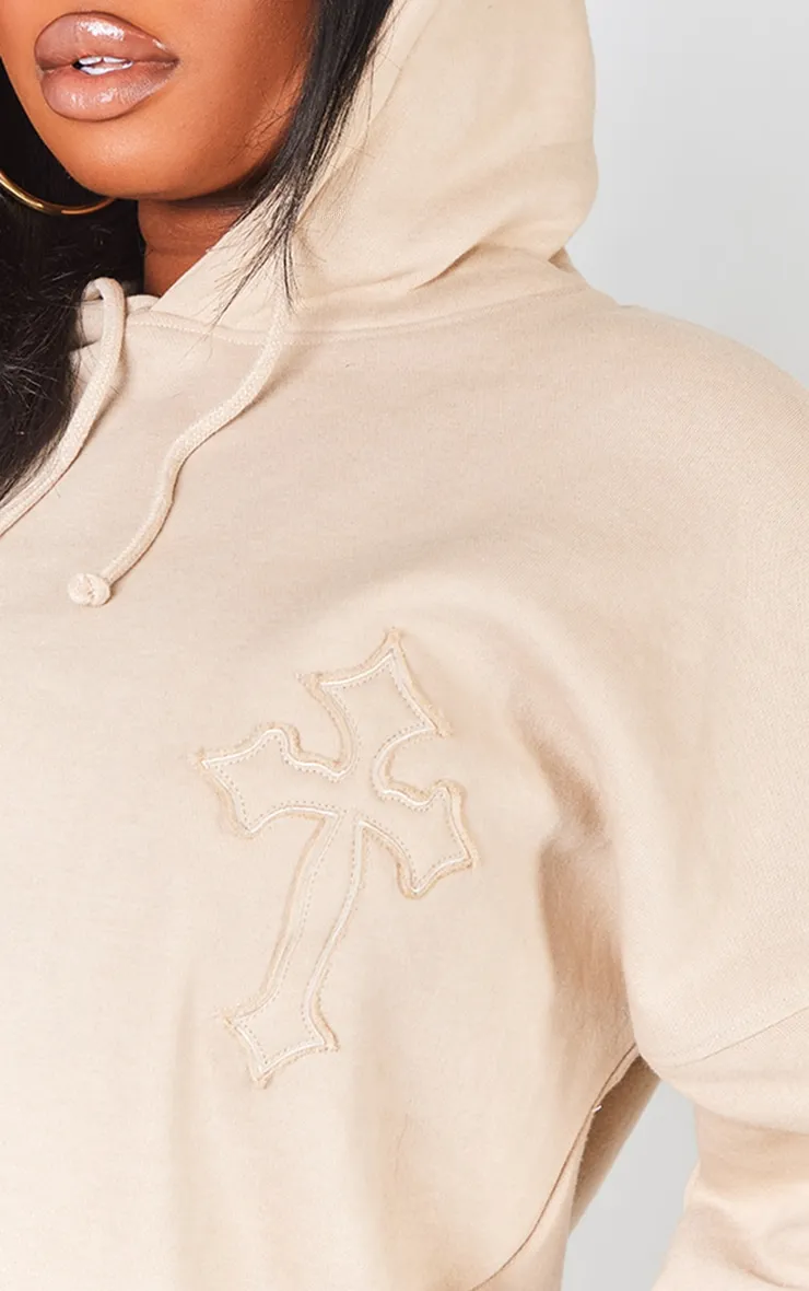 Plus Hoodie oversize gris pierre délavé à détail croisé