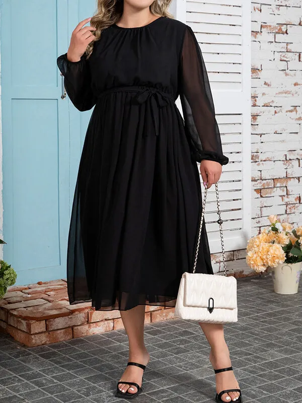 Robe De Couleur Unie Grande Taille En Mousseline
