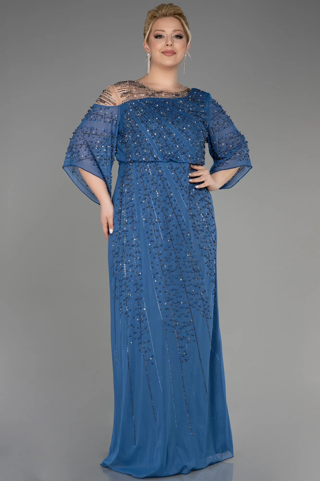 Robe De Fiançailles Grande Taille Longue Pistache vert ABU3650