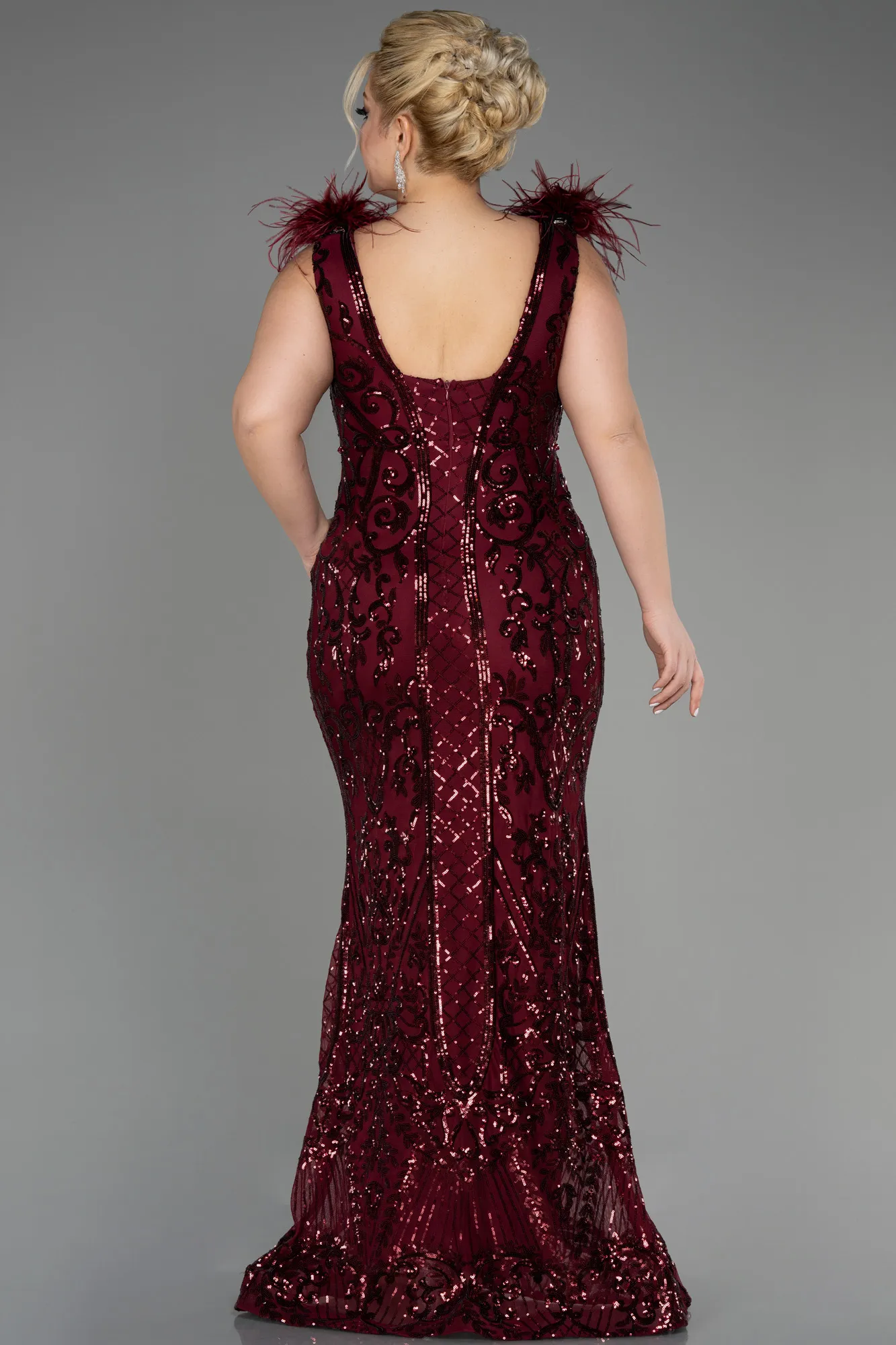 Robe De Fiançailles Grande Taille Longue Squameuse Bleu Marine ABU3671