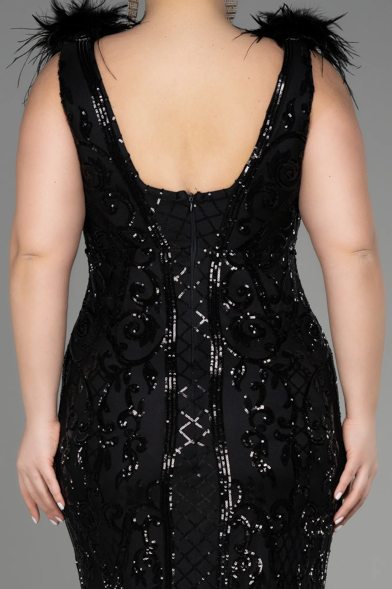 Robe De Fiançailles Grande Taille Longue Squameuse Bleu Marine ABU3671