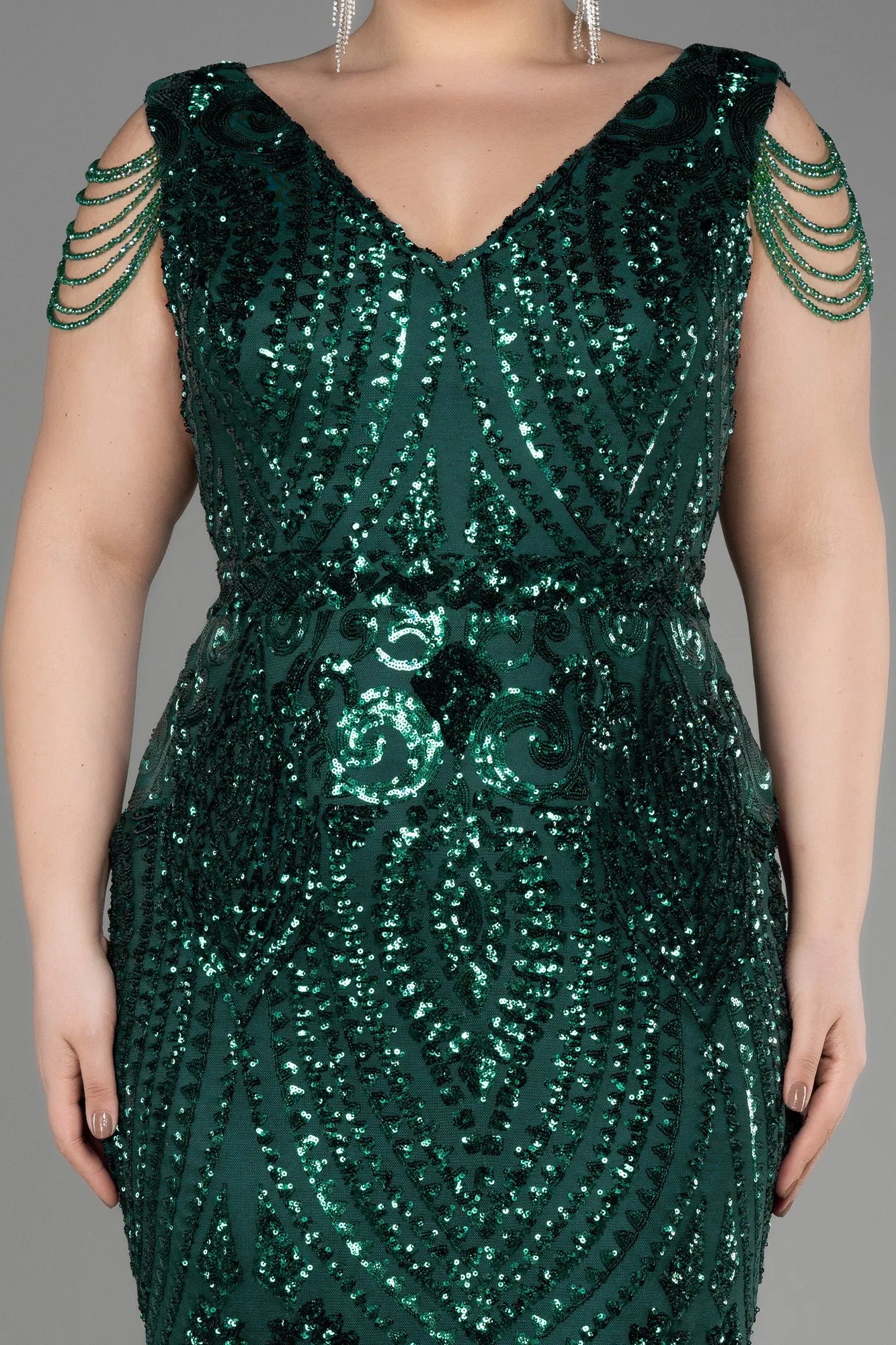 Robe De Fiançailles Grande Taille Longue Squameuse Noir ABU3845