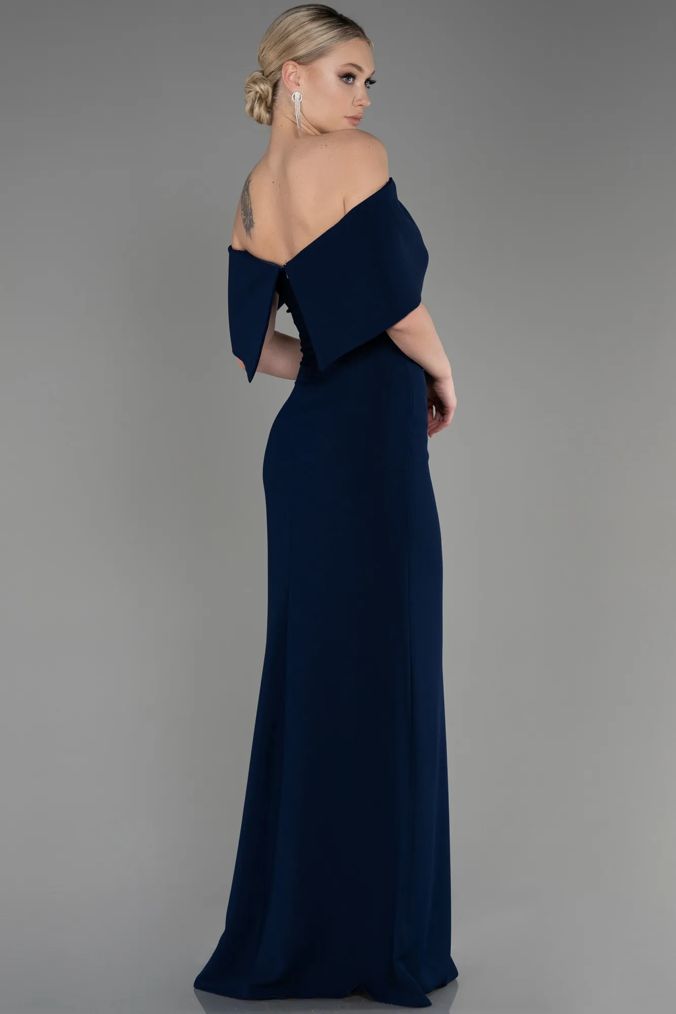 Robe De Soirée Grande Taille Longue Bleu Saxe ABU3945