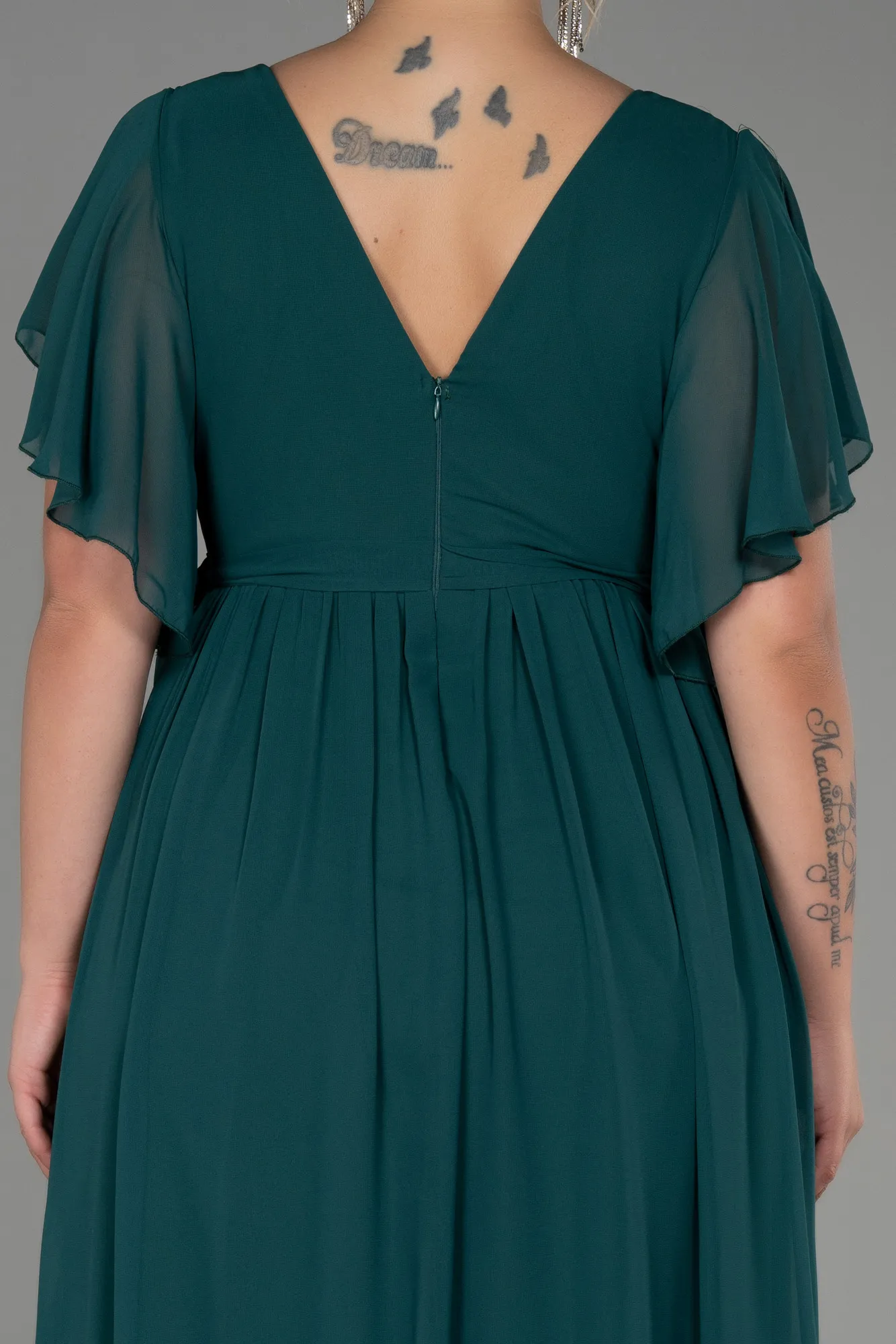 Robe de Soirée Grande Taille Longue Mousseline Bleu Marine ABU3276