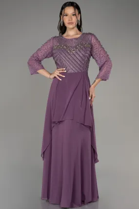 Robe De Soirée Grande Taille Longue Mousseline Lavande ABU4018