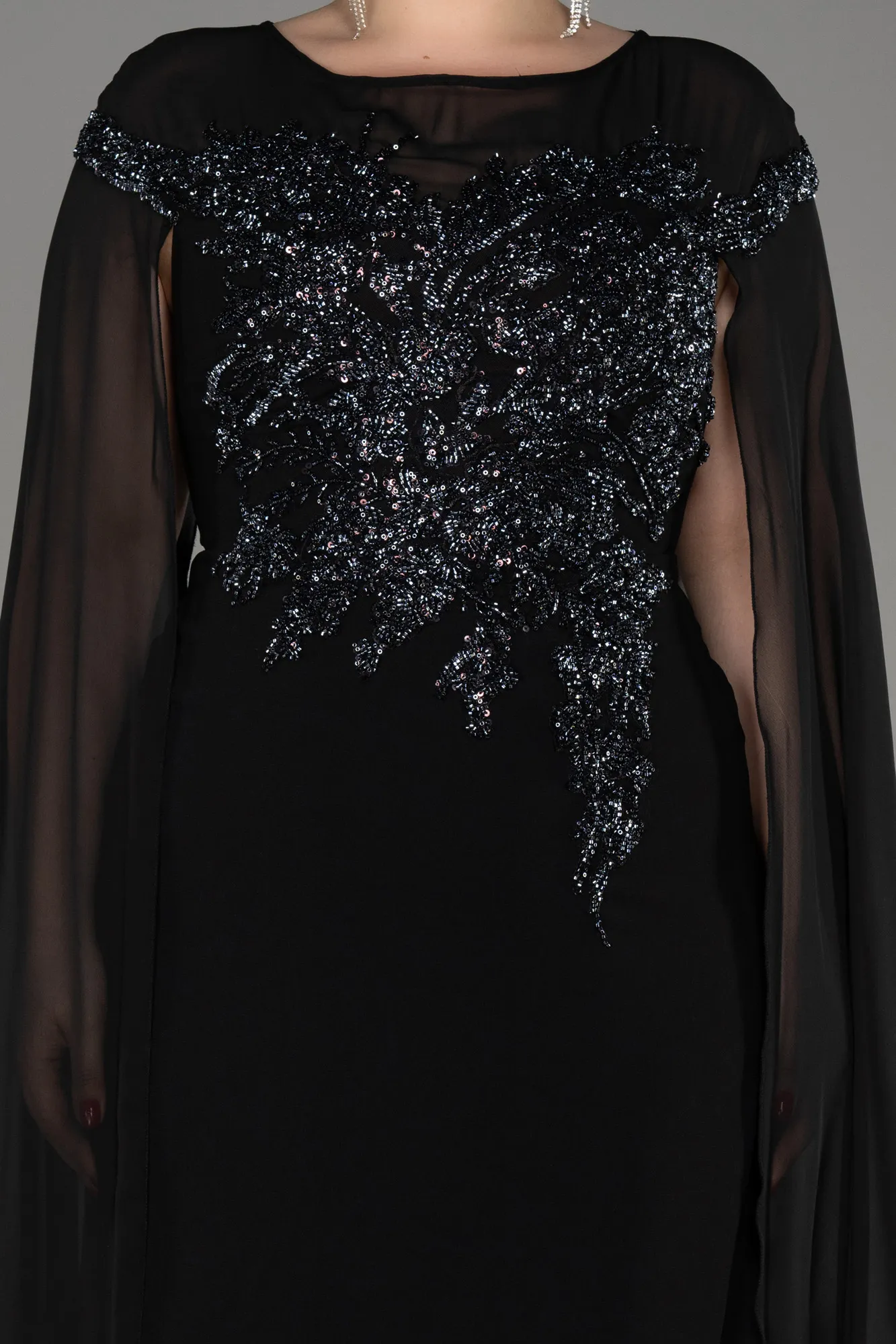 Robe de Soirée Grande Taille Longue Mousseline Émeraude ABU3913