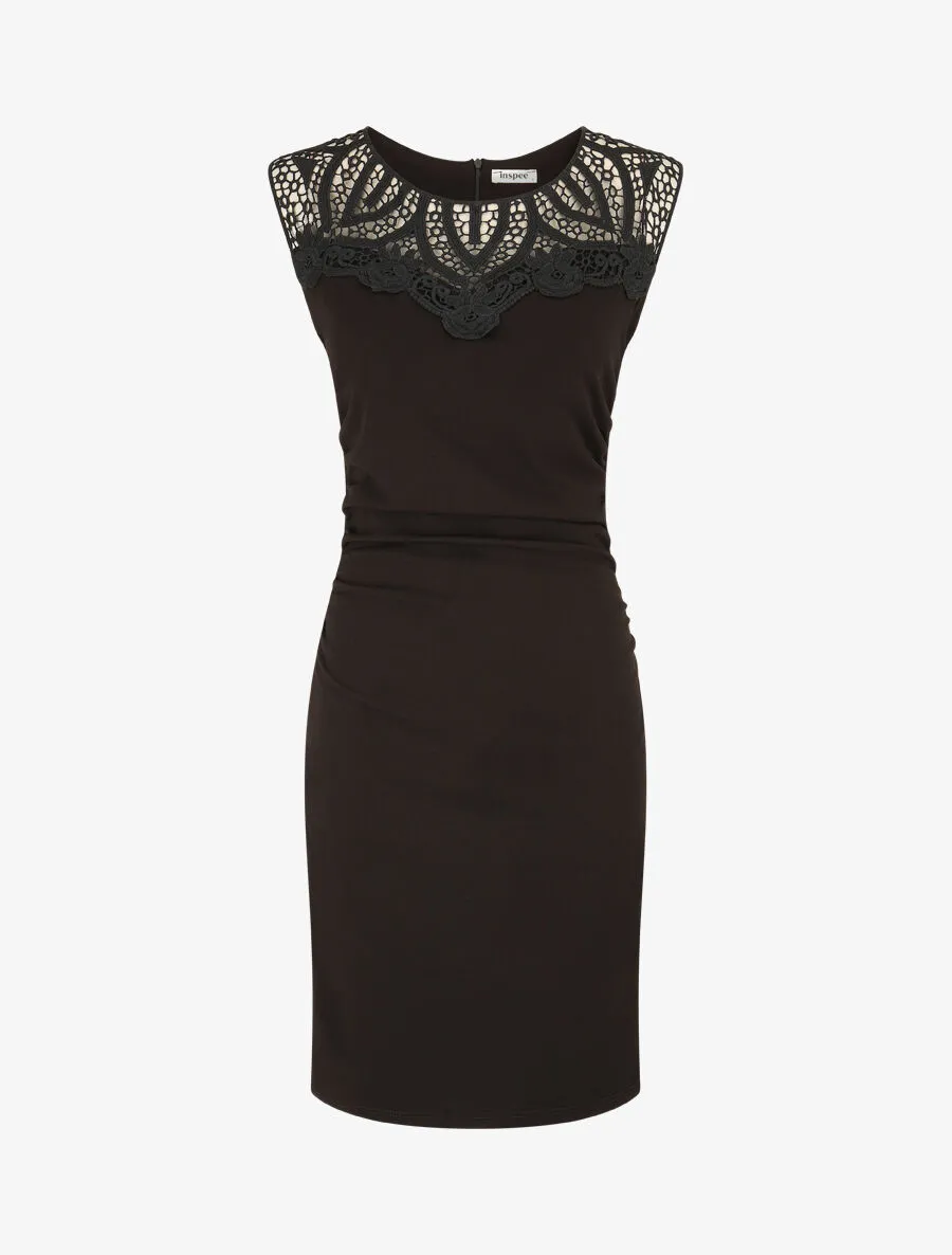 Robe moulante à buste dentelle - Noir