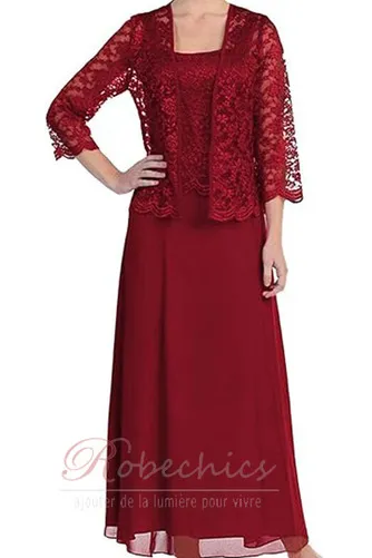 Robe Mère de Mariée Longueur Cheville A-ligne Col Carré Pomme Formelle