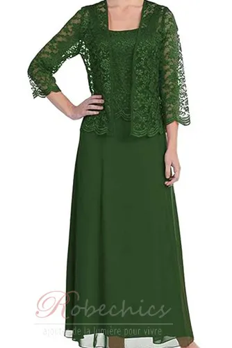 Robe Mère de Mariée Longueur Cheville A-ligne Col Carré Pomme Formelle