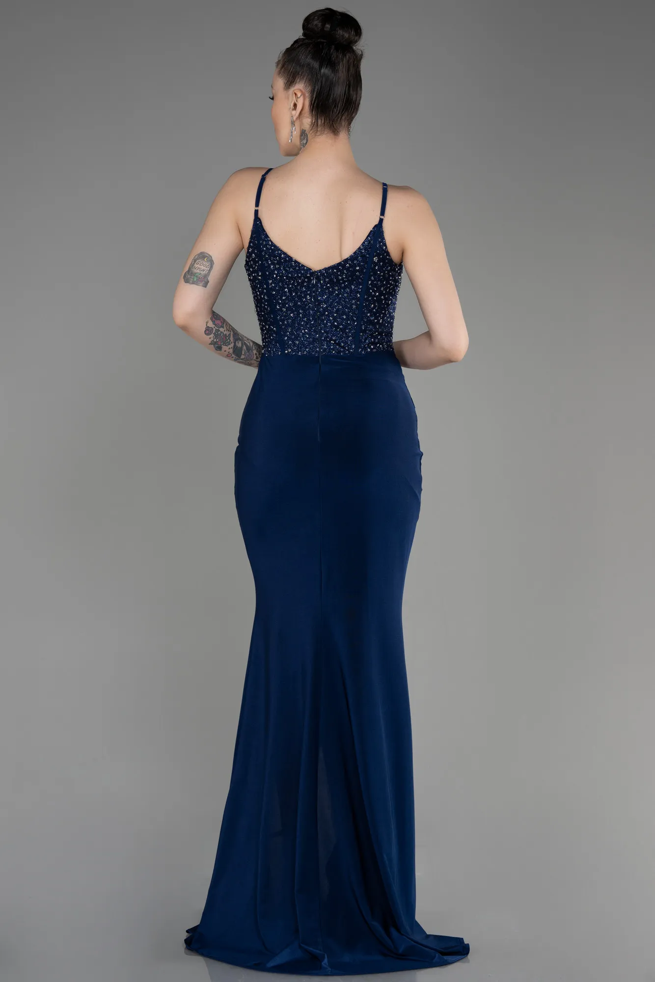 Robe Queue de Poisson Longue Bleu Marine ABU3786