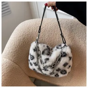 Sac Léopard Fausse Fourrure Blanc