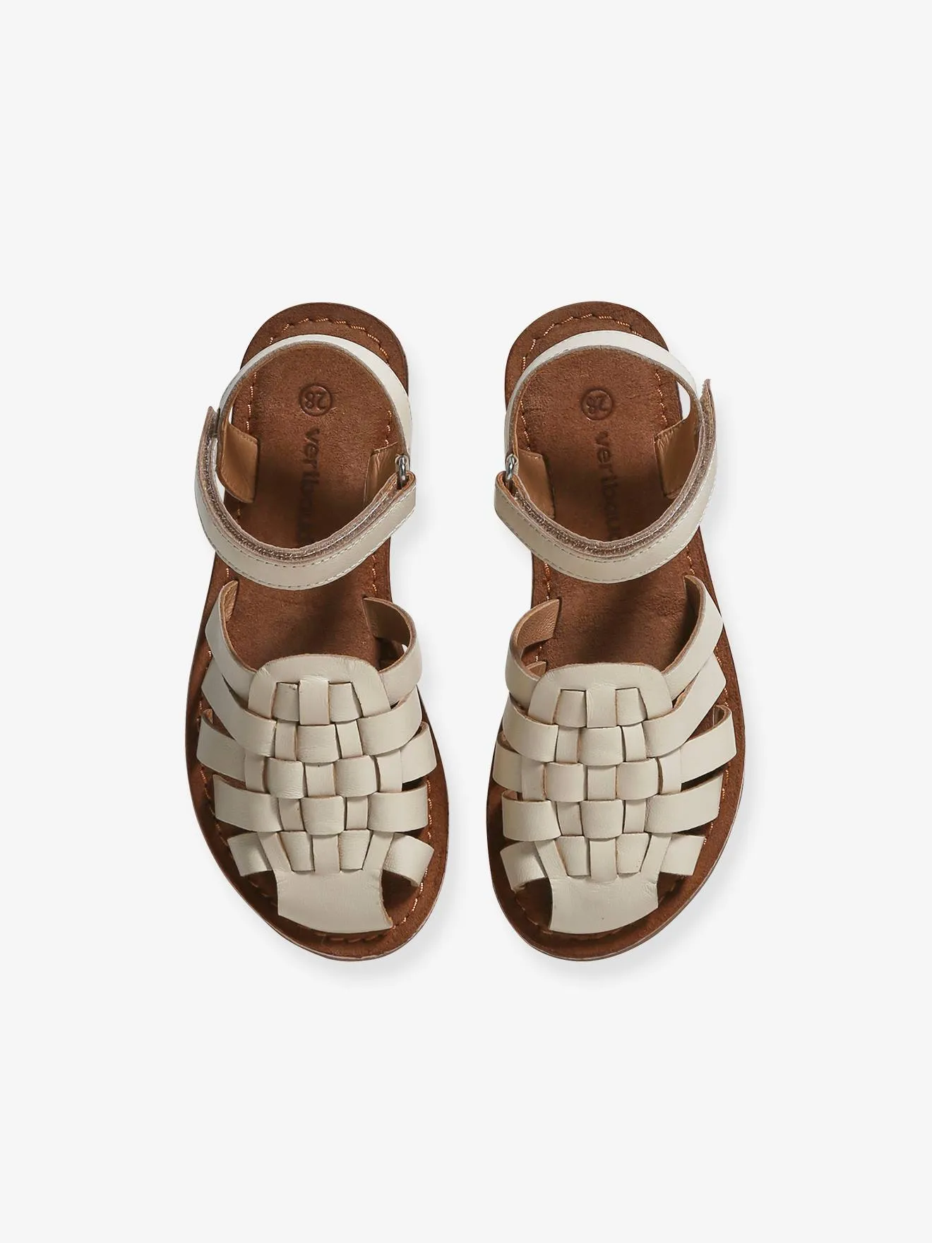 Sandales scratchées cuir enfant écru - Vertbaudet