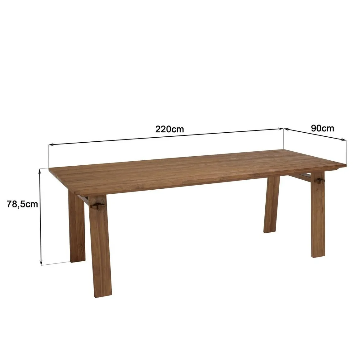 Table à manger rectangulaire 220x90cm en bois de teck recyclé  | 3 Suisses