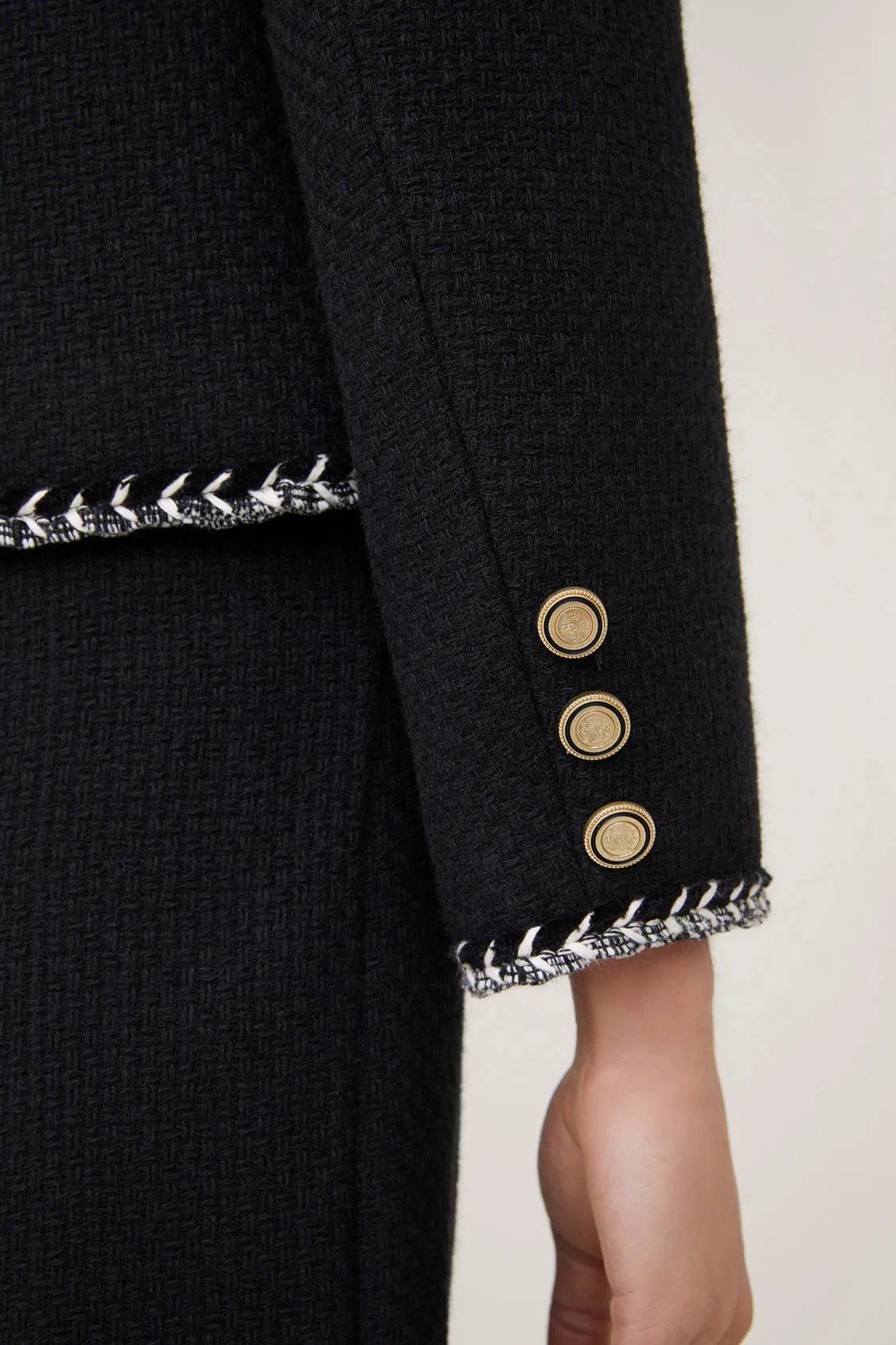 Veste blazer en tweed noir