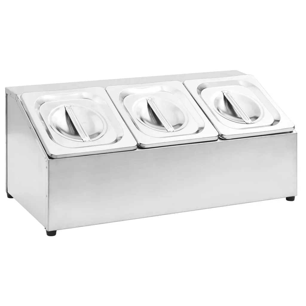 vidaXL Récipient Gastronorm avec 3 bacs GN 1/6 Acier inoxydable | vidaxl-fr